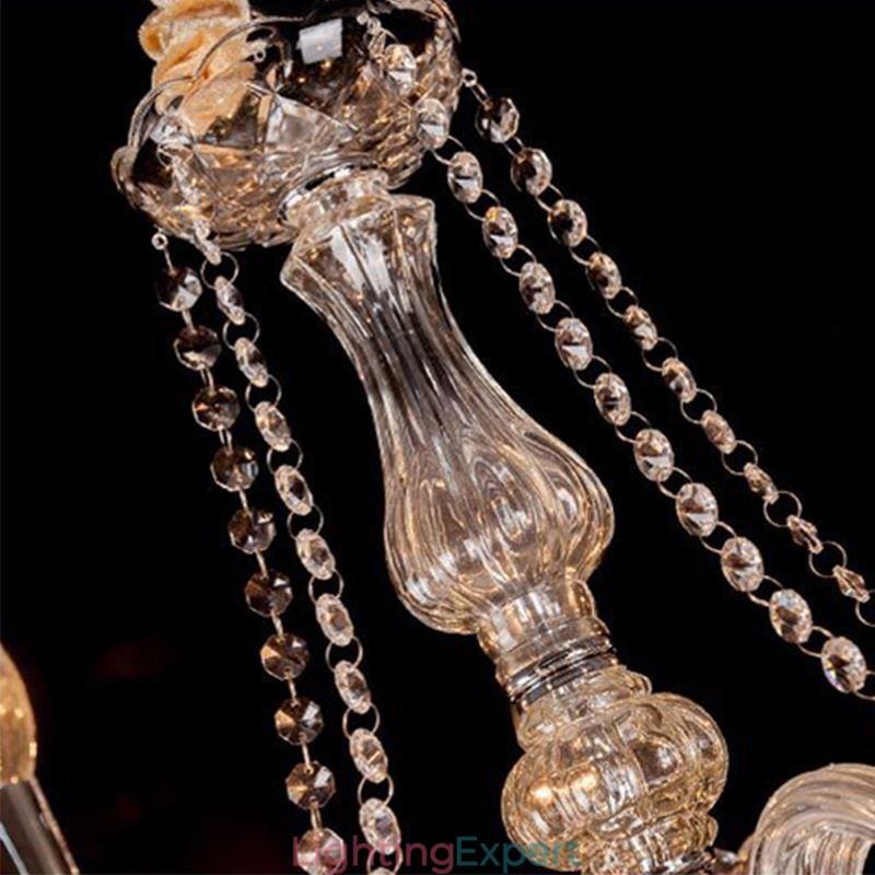 Large European Crystal Chandelier Transparent Ceiling Light