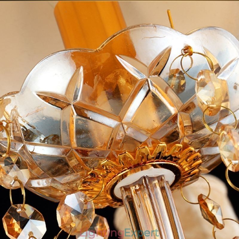 Large Luxury Crystal Chandelier European Amber Ceiling Light