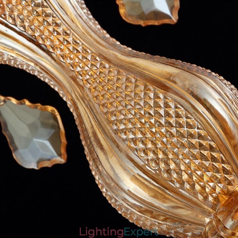 European Crystal Chandelier Elegant Amber Pendant Light