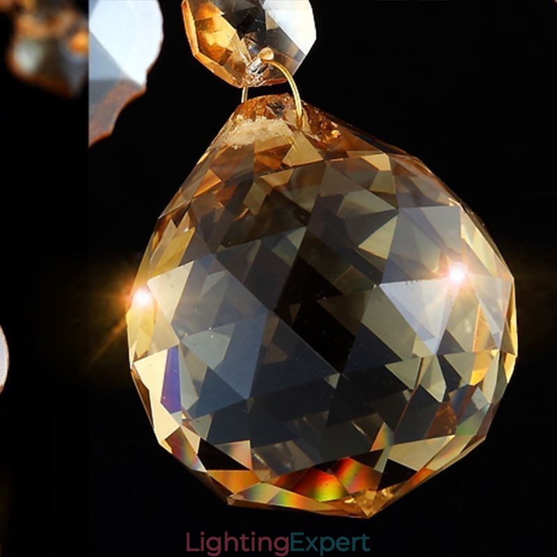 European Crystal Chandelier Elegant Amber Pendant Light