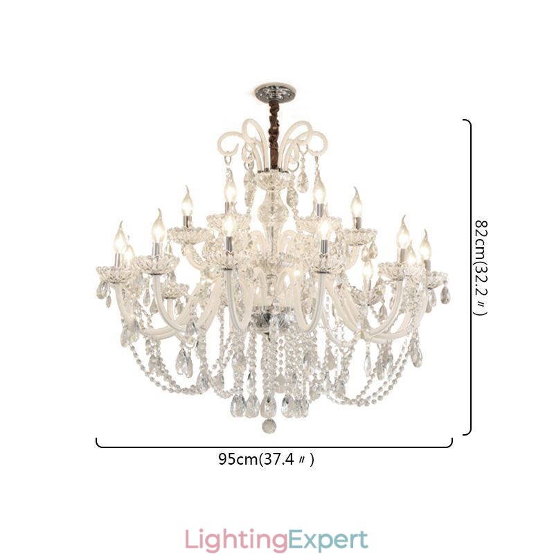 Large European Crystal Chandelier White Pendant Light
