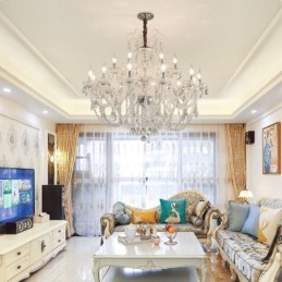 Large European Crystal Chandelier White Pendant Light