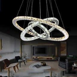 Pendant Lamps Amber and Clear K9 Crystal Chandelier Lights Lighting with 3 Ring