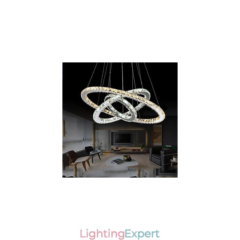 Pendant Lamps Amber and Clear K9 Crystal Chandelier Lights Lighting with 3 Ring