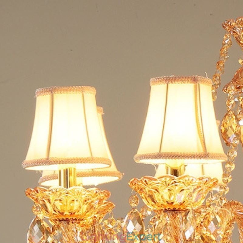 European Crystal Chandelier Luxury Cognac Pendant Light