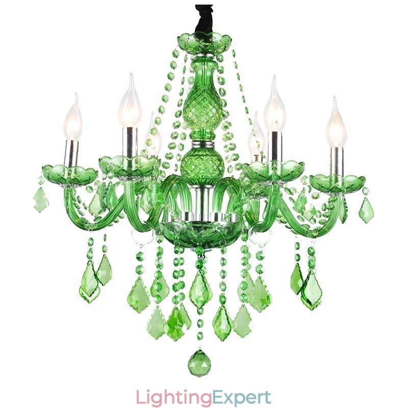 Unique Crystal Chandelier European Style Grass Green Pendant Light