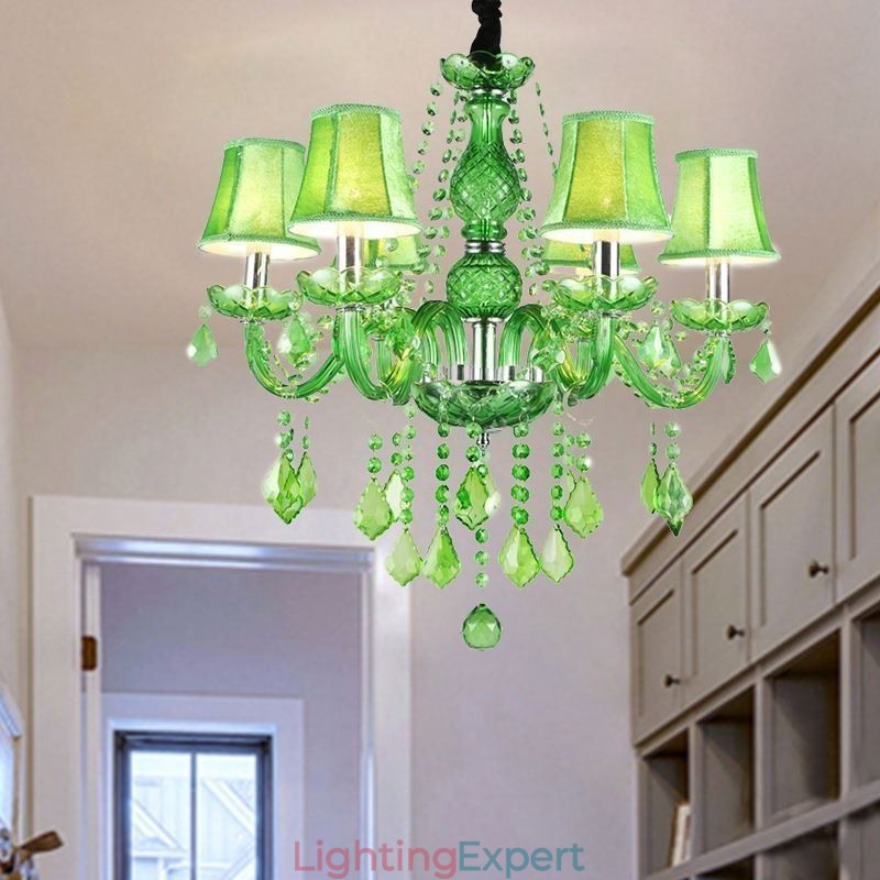 Unique Crystal Chandelier European Style Grass Green Pendant Light