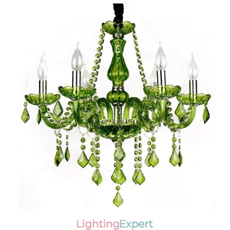 European Style Crystal Chandelier Unique Green Pendant Light
