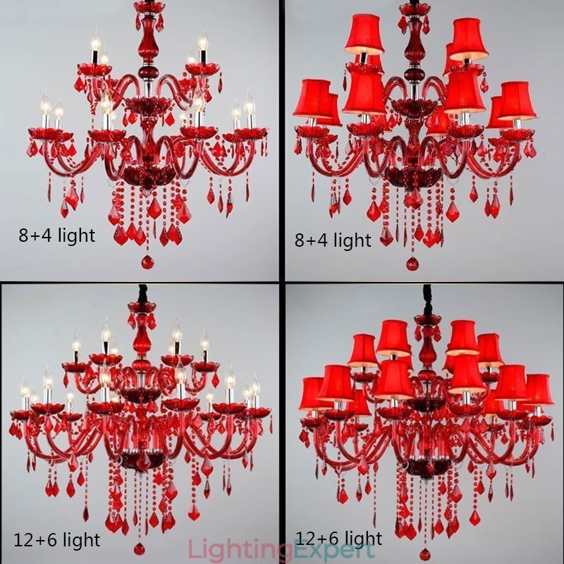 Crystal Chandelier European Red Colour Pendant Light