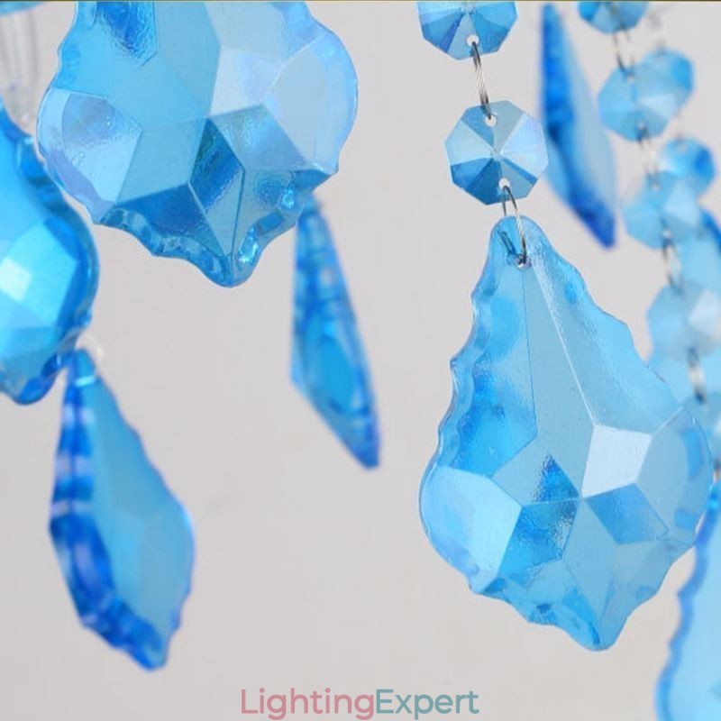 Elegant Crystal Chandelier European Blue Pendant Light