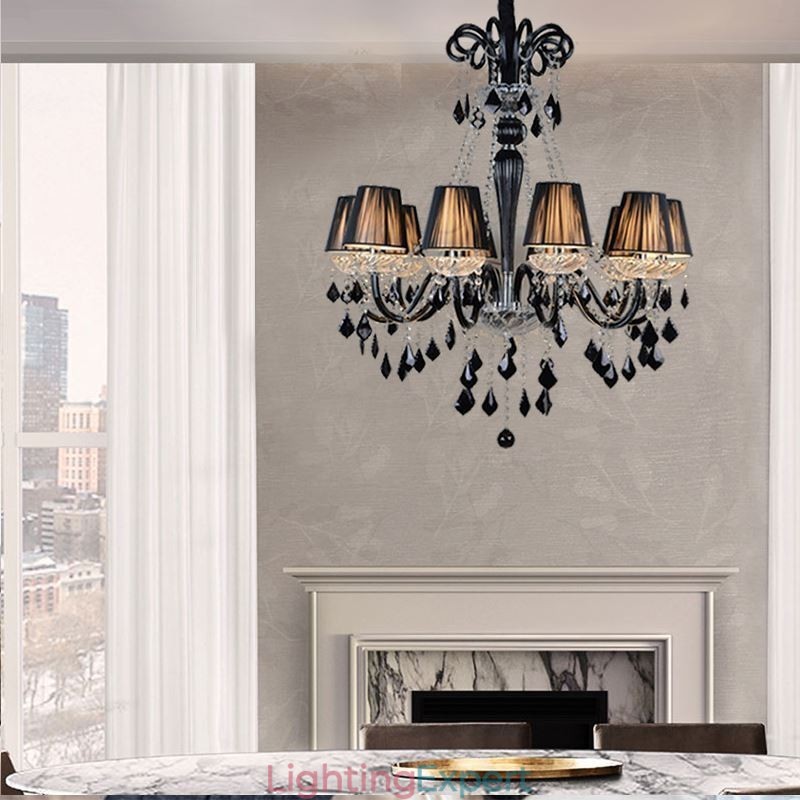 Retro Crystal Chandelier European Black Pendant Light