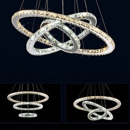 Pendant Lamps Amber and Clear K9 Crystal Chandelier Lights Lighting with 3 Ring