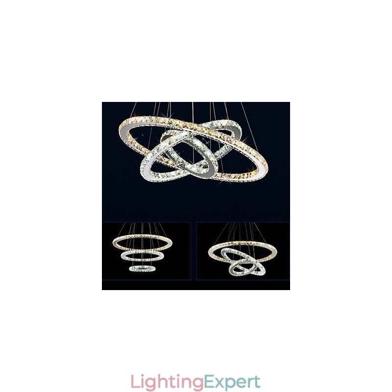 Pendant Lamps Amber and Clear K9 Crystal Chandelier Lights Lighting with 3 Ring