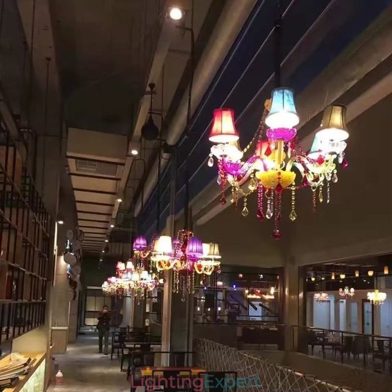 Large Colourful Crystal Chandelier European Pendant Light