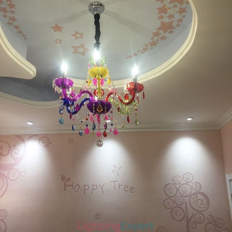 Large Colourful Crystal Chandelier European Pendant Light