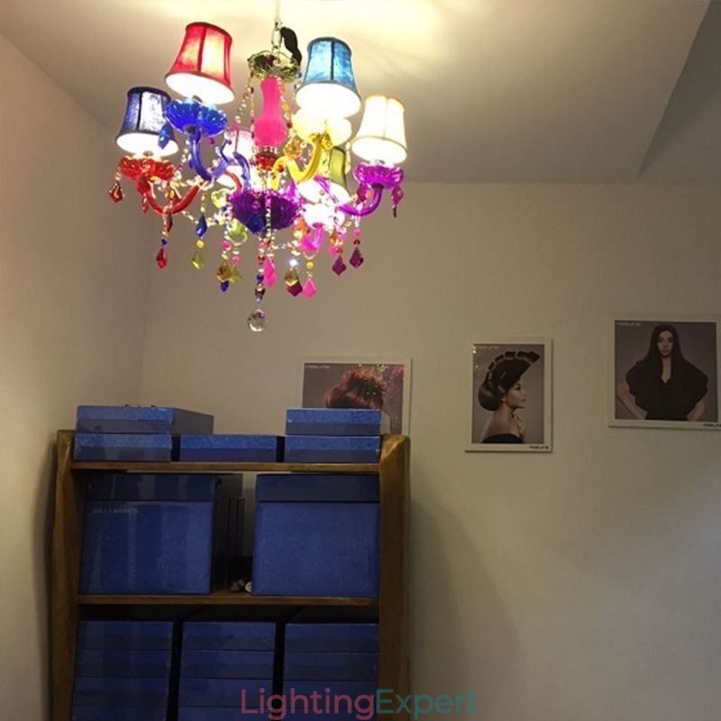 Large Colourful Crystal Chandelier European Pendant Light