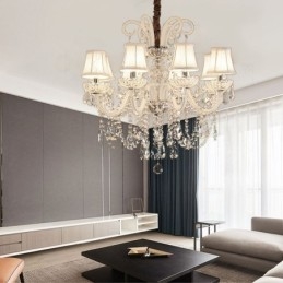 Elegant Crystal Chandelier European White Colour Pendant Light