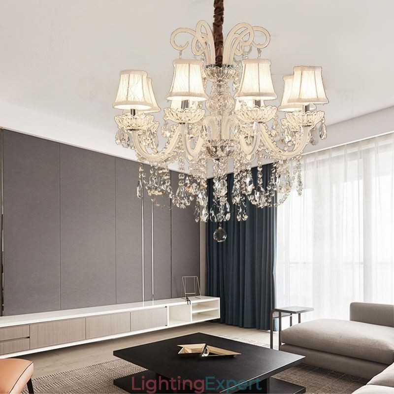 Elegant Crystal Chandelier European White Colour Pendant Light