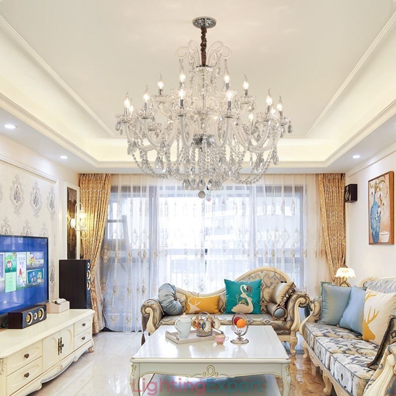 Elegant Crystal Chandelier European White Colour Pendant Light