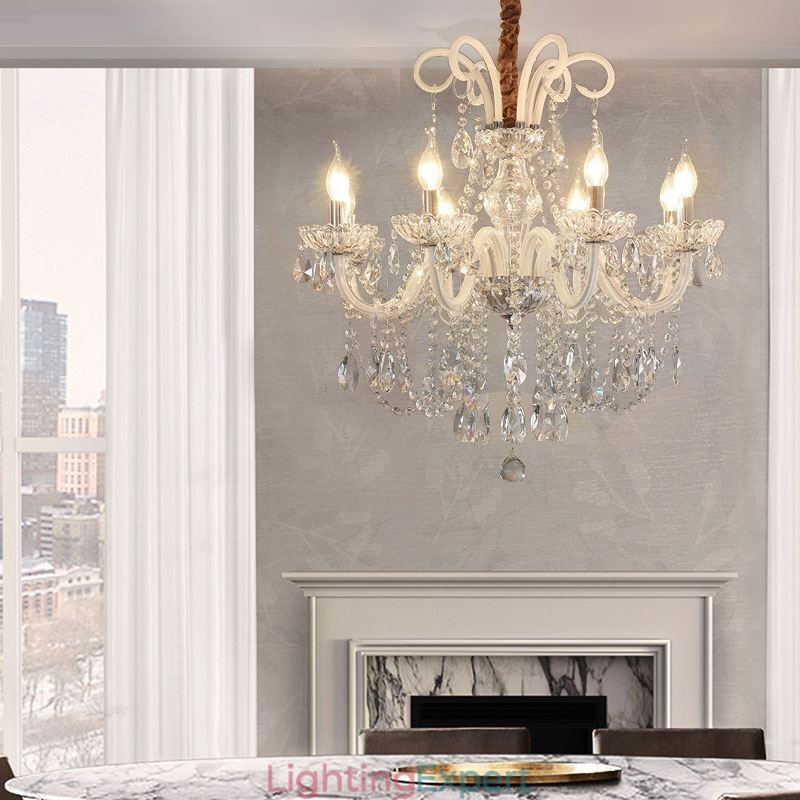 Elegant Crystal Chandelier European White Colour Pendant Light