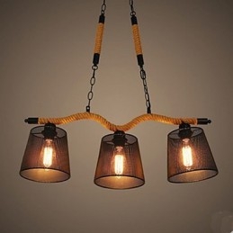 Retro Creative Three Pastoral head Rope Chandelier