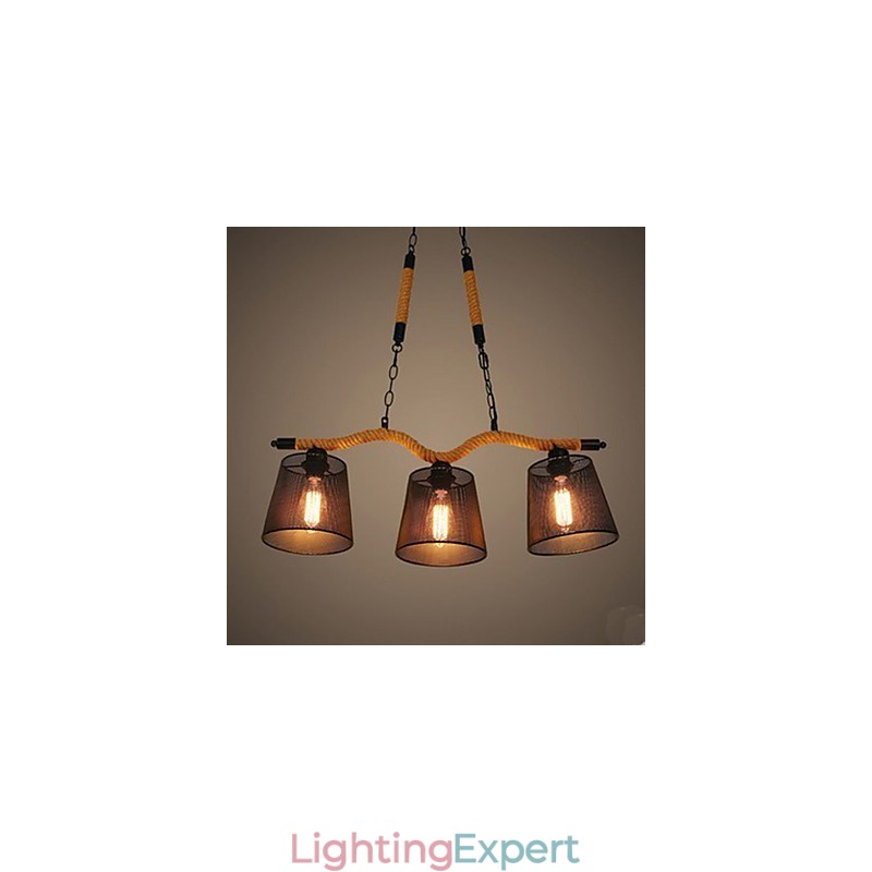 Retro Creative Three Pastoral head Rope Chandelier