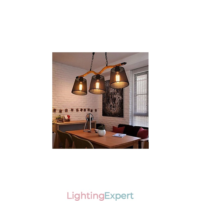 Retro Creative Three Pastoral head Rope Chandelier