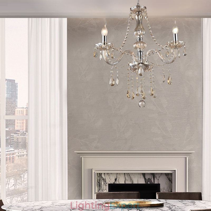 Crystal Chandelier European Cognac Colour Glass Pendant Light