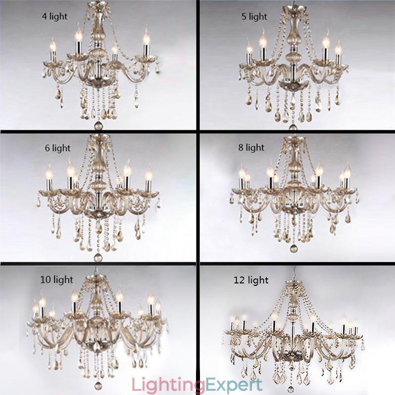 Crystal Chandelier European Cognac Colour Glass Pendant Light