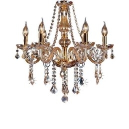 European Crystal Chandelier Luxury Amber Colour Pendant Light