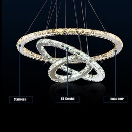 Pendant Lamps Amber and Clear K9 Crystal Chandelier Lights Lighting with 3 Ring