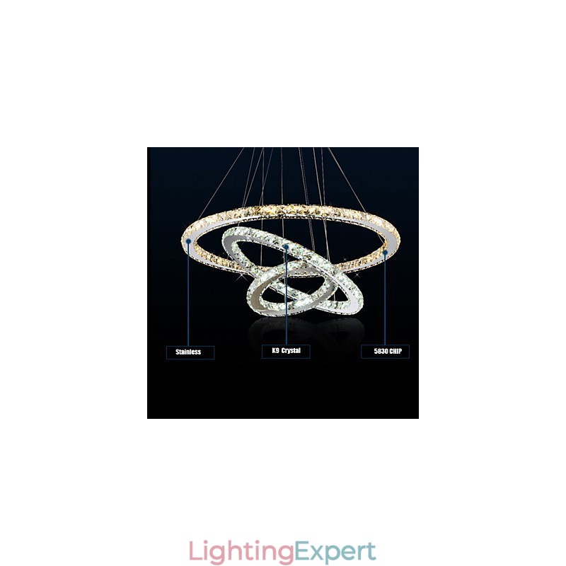 Pendant Lamps Amber and Clear K9 Crystal Chandelier Lights Lighting with 3 Ring