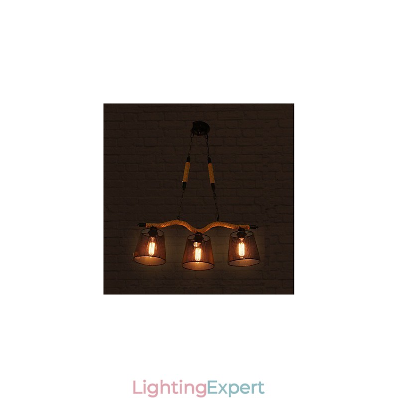 Retro Creative Three Pastoral head Rope Chandelier