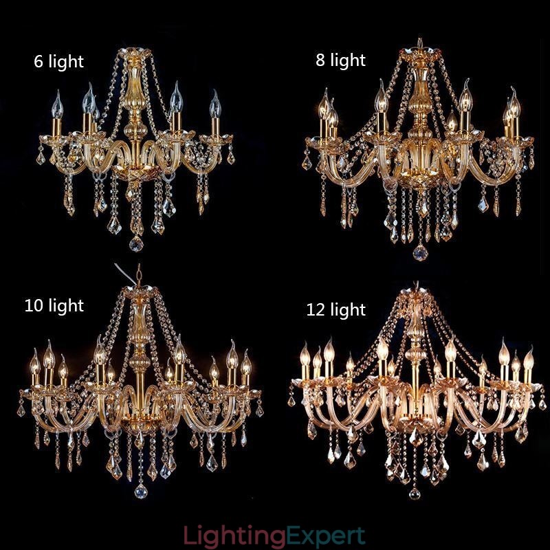European Crystal Chandelier Luxury Amber Colour Pendant Light
