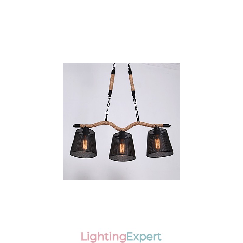 Retro Creative Three Pastoral head Rope Chandelier