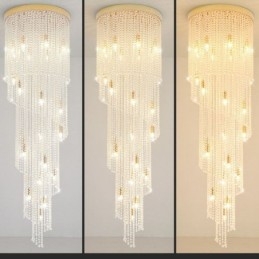 Modern Crystal Chandelier Luxury Staircase Crystal Ceiling Light With 19 Lights