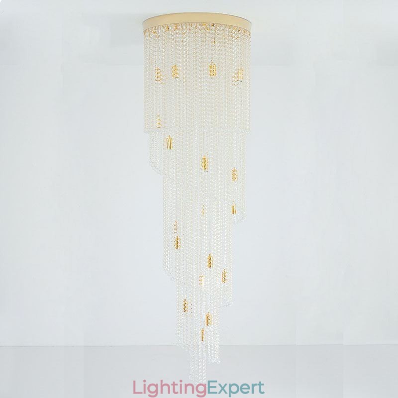 Modern Crystal Chandelier Luxury Staircase Crystal Ceiling Light With 19 Lights