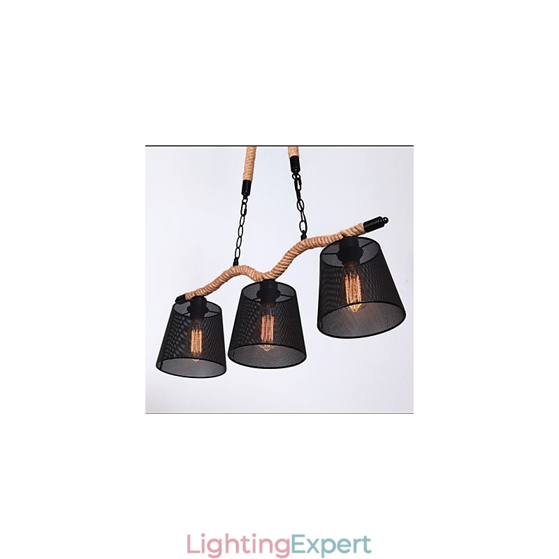 Retro Creative Three Pastoral head Rope Chandelier