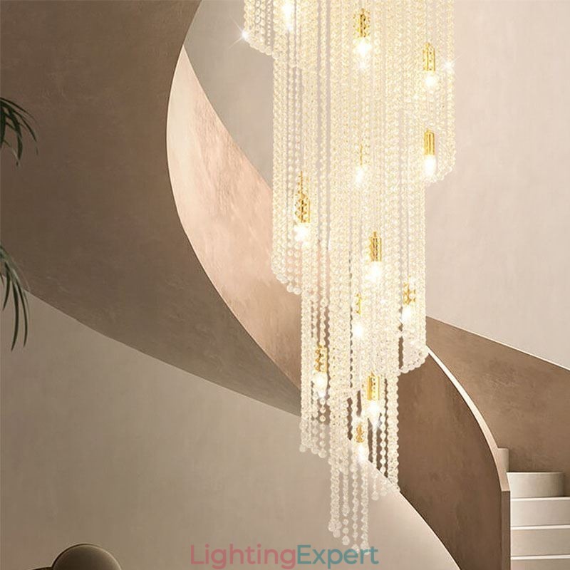 Modern Crystal Chandelier Luxury Staircase Crystal Ceiling Light With 19 Lights
