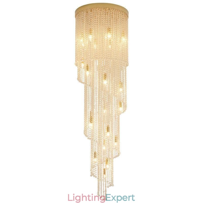 Modern Crystal Chandelier Luxury Staircase Crystal Ceiling Light With 19 Lights