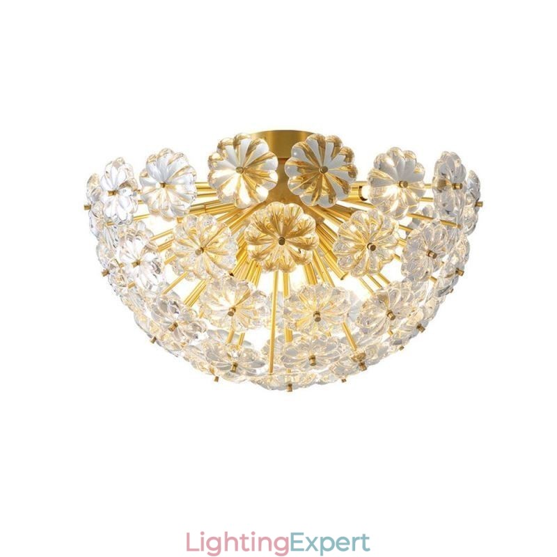 Semi Circle Glass Flush Mount Modern Decorative Flower Shaped Ceiling Light