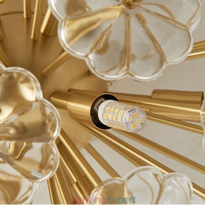 Semi Circle Glass Flush Mount Modern Decorative Flower Shaped Ceiling Light