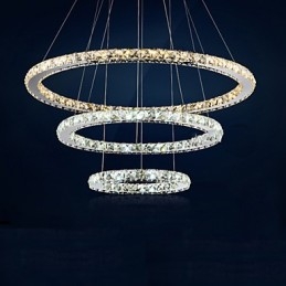 Pendant Lamps Amber and Clear K9 Crystal Chandelier Lights Lighting with 3 Ring
