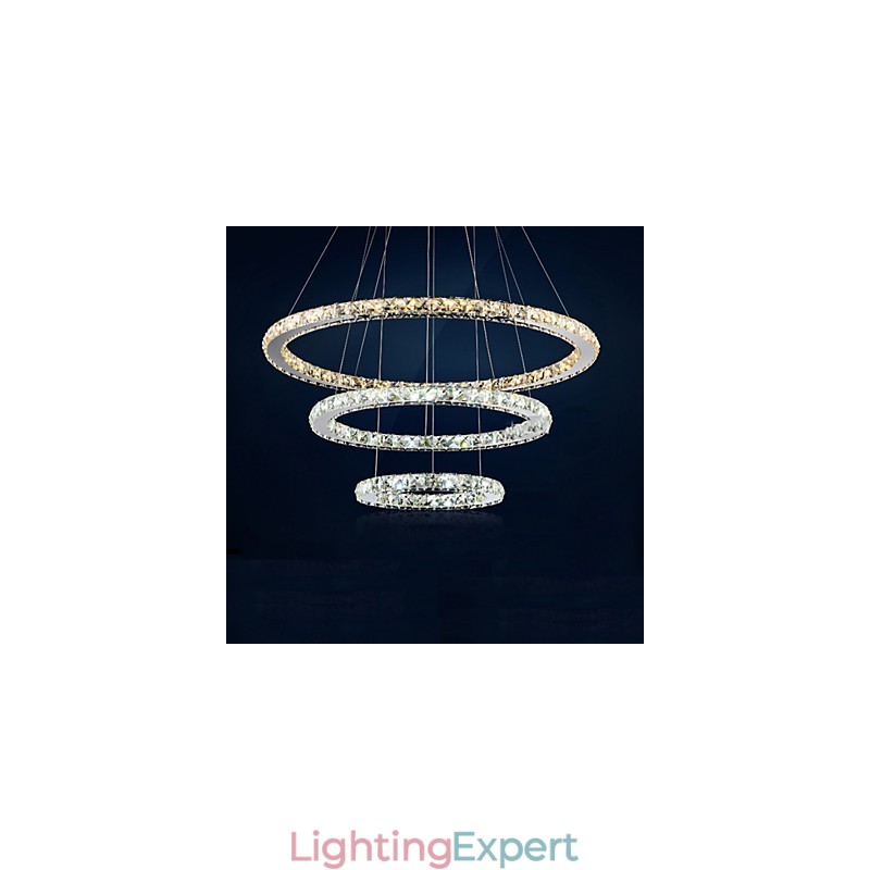 Pendant Lamps Amber and Clear K9 Crystal Chandelier Lights Lighting with 3 Ring