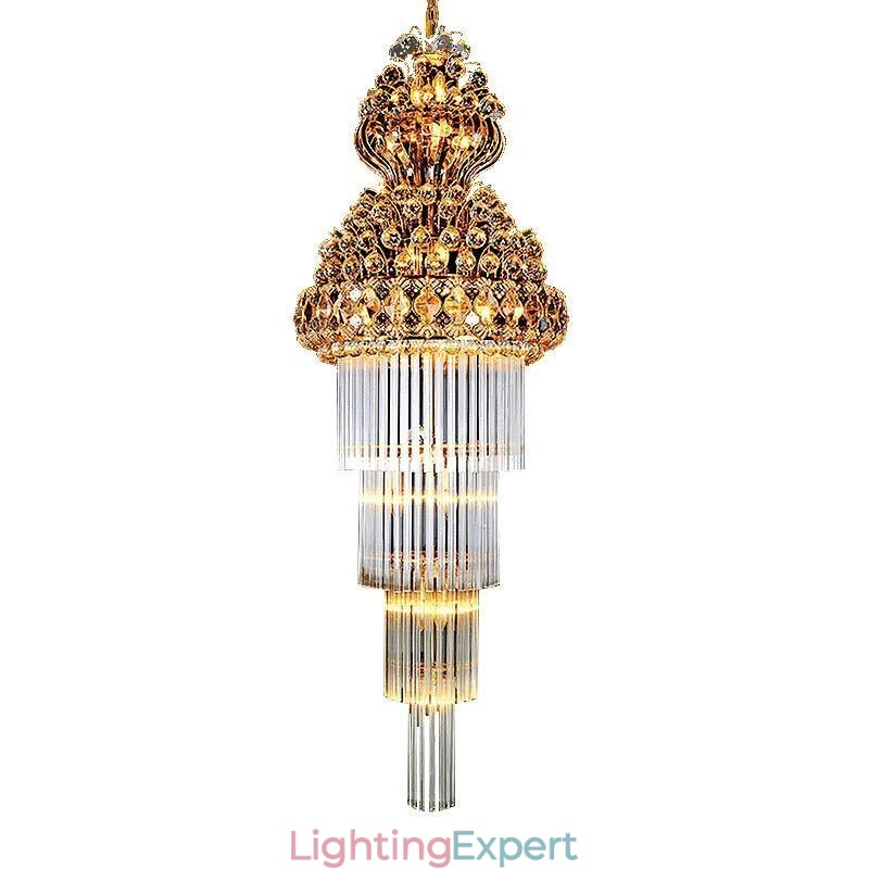 Retro Crystal Empire Chandelier Luxury Long Pendant