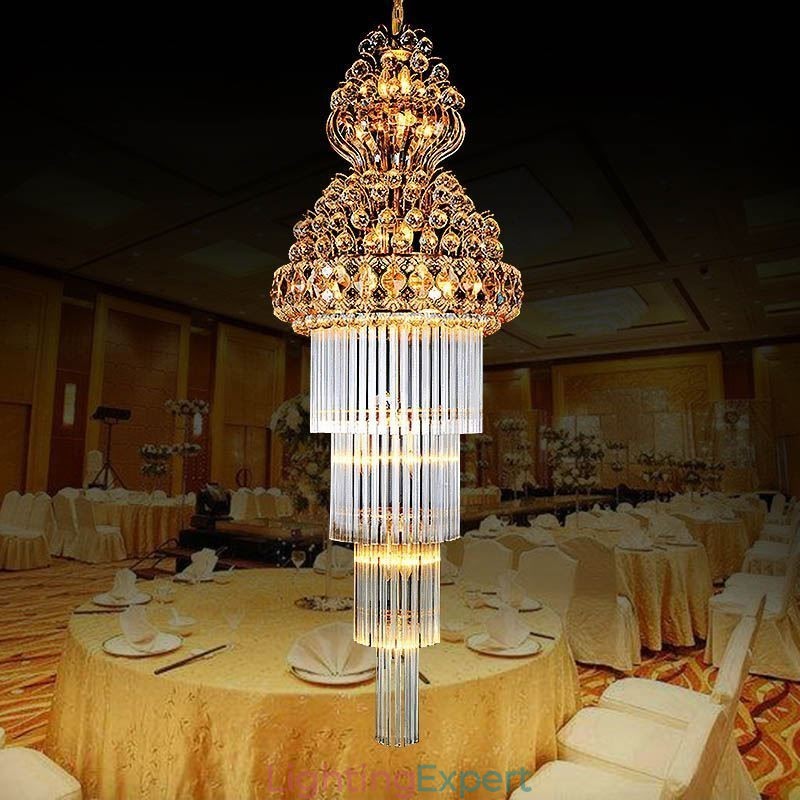 Retro Crystal Empire Chandelier Luxury Long Pendant