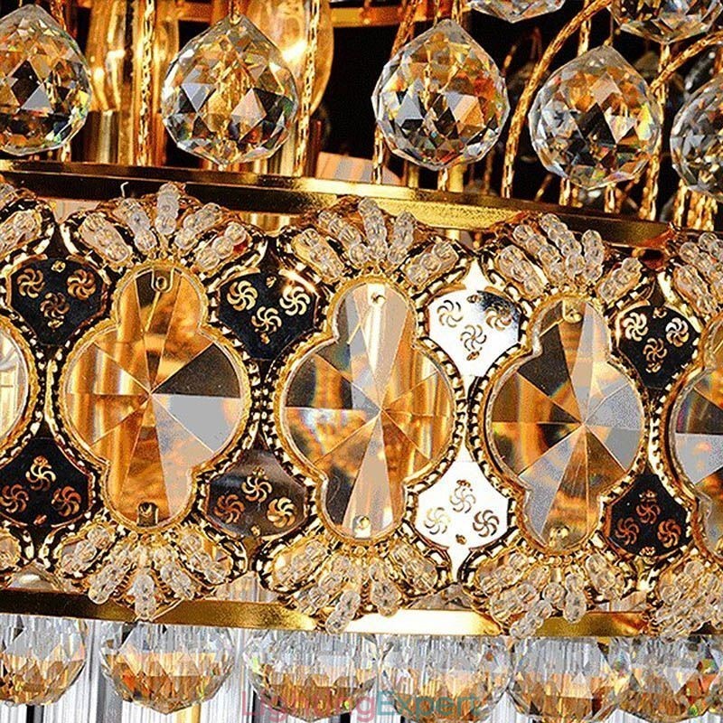 Retro Crystal Empire Chandelier Luxury Long Pendant