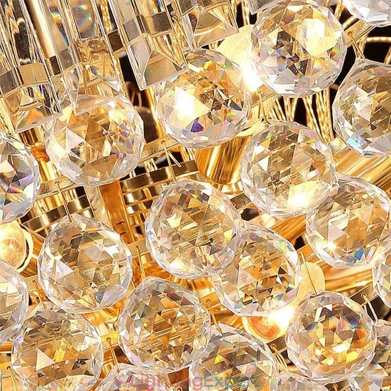 European Crystal Empire Chandelier Large Gold Colour Pendant Light