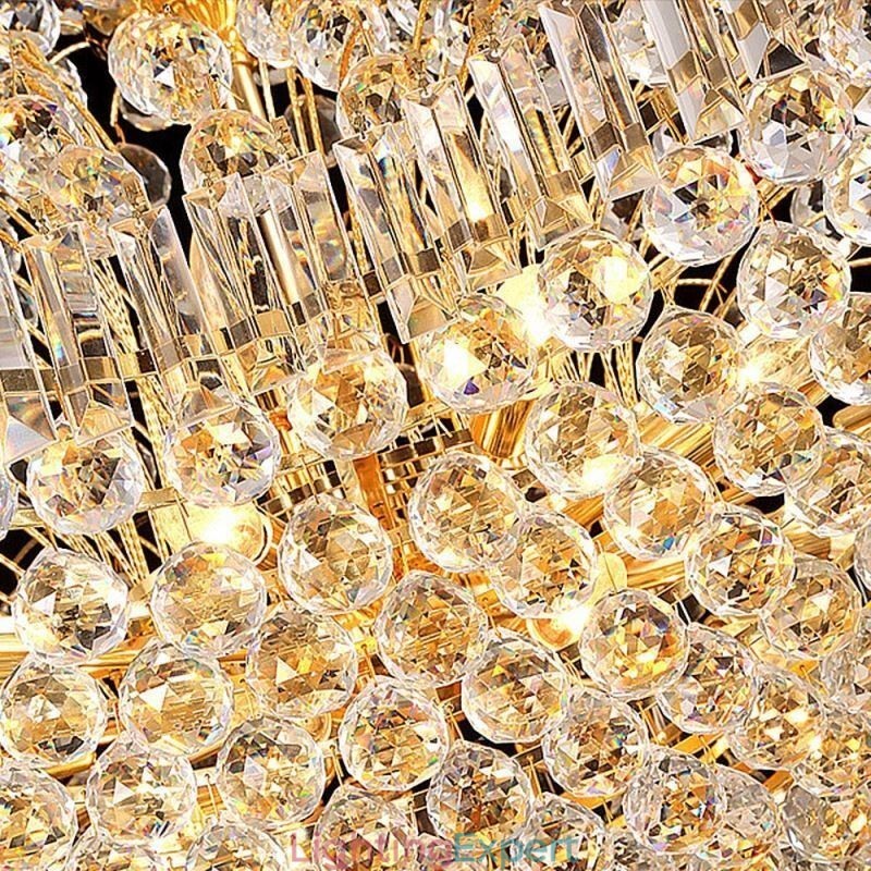 European Crystal Empire Chandelier Large Gold Colour Pendant Light