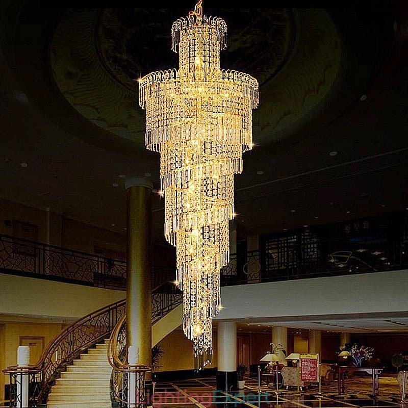 European Crystal Chandelier Large Round Shape Long Pendant
